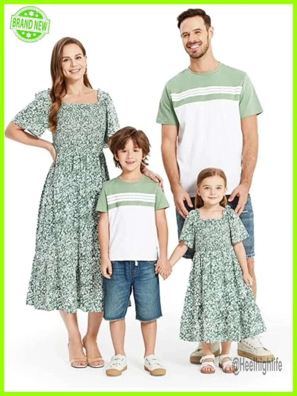 Ditsy Floral Beach Vacation Photo Dresses and T-Shirts Matching Sets